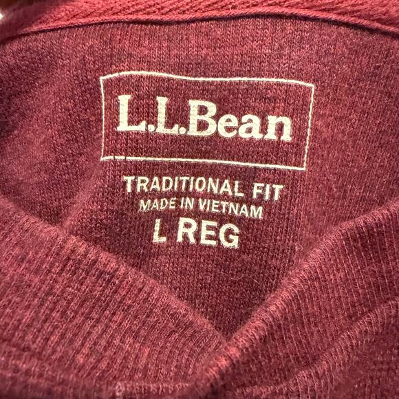 L.L. Bean Men Thermal Henley Long Sleeve Shirt Burgundy Large Traditional Fit - Picture 4 of 7
